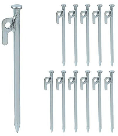 Relaxdays Felsbodenhering, 12er Set, für Zelt, Vorzelt, Pavillon, Sturmanker, Stahlhering für harte Böden, 20 cm, silber