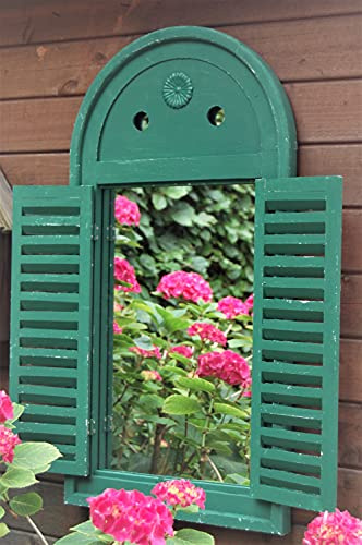 windschief-living Landhaus Spiegel, Wandspiegel HUBERTUS mit Fensterläden im Shabby Chic