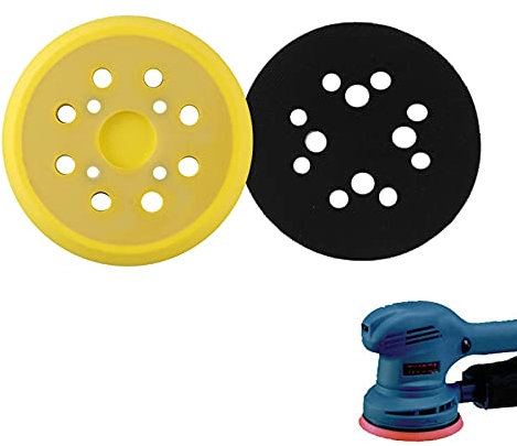 1 pièces 125mm Plateau de ponçage, Rond Disques de Ponçage à 8 Trous patin PU, pour ponceuse Plateau ponçage souple Remplacer (Jaune)