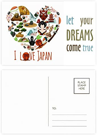 Postkarten-Set I Love Japan Sushi Illustration Dream Come True 20 Stück