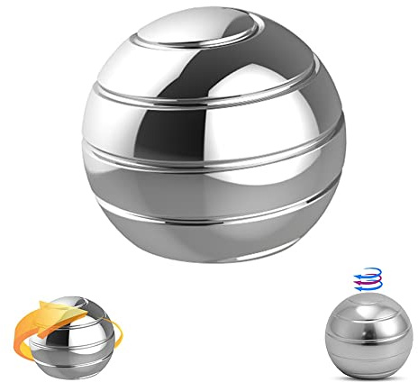 Jouet de Bureau Cinétique, Spinner Ball en Métal, Gyroscope de Bureau, Gyroscope avec Illusion Optique Dynamique, pour Anti-Anxiété, Soulager Le Stress, Stimuler la Créativité Intérieure