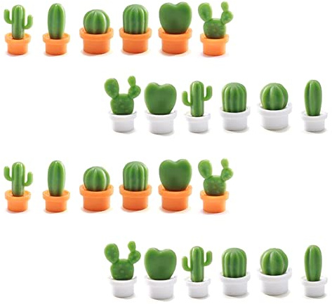 aupawdy 24 PiezasImanes de Nevera,Planta de Cactus imanes de Nevera imanes pequeños Cactus Etiqueta de Mensaje para Decorar Frigoríficos Oficina Calendarios, Blanco, Naranja