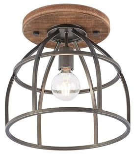 Lindby Deckenlampe Rutger (Retro, Vintage Antik) aus Holz (1 flammig E27) - Deckenleuchte Lampe Wohnzimmerleuchte