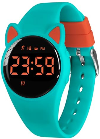 aswan watch digitalklocka, barn, flickor, pojkar, med stegräknare, väckarklocka, stoppur, ljus, datum, sportarmbandsur utan app och mobiltelefon med silikonarmband