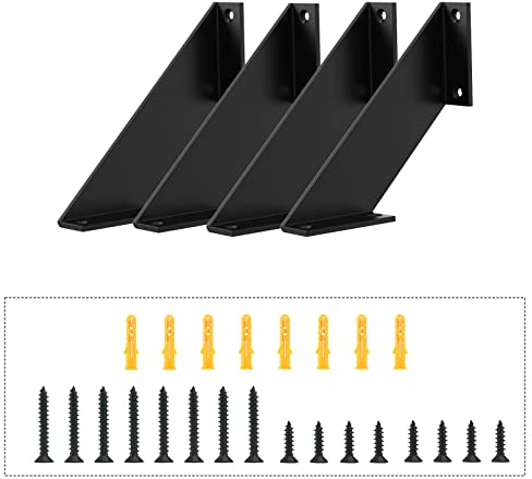 SPOROOT Regalhalterung Schwarz, Regalwinkel 10cm,90°Dreieck Unterstützung Eisen Regalwinkel für Winkel Regal (4 Stück)