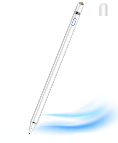 Stylus Pen Tablet Pen for All Touch Screens 1.45mm Fine Tip Stylus Pen for Smartphone Compatible with iPads/Tablets/iPhones/Samsung/Lenovo/Android/iOS with Two Caps (White)