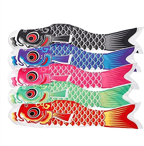 MISETA Windsäcke Japanische Karpfen-Windsack, Luftschlangen, Fischflagge, Drachen, Zuhause, Outdoor, hängende Dekoration, 5 Farben