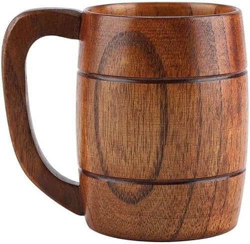 Personalisierbare Edelstahl-Einlage, Bierbecher, Trinkgeschirr, isolierter Thermosbecher, Holz, breite Öffnung, Trinkkrug, Kaffee, Tee, Bier mit Griff für Wasser, Saft, Milch und andere Getränke