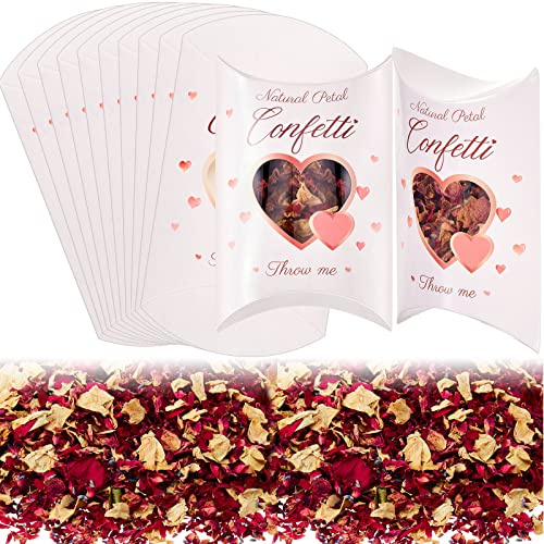 Tenare 10 Sets Wedding Confetti Bags, Heart Window with Dried Petals