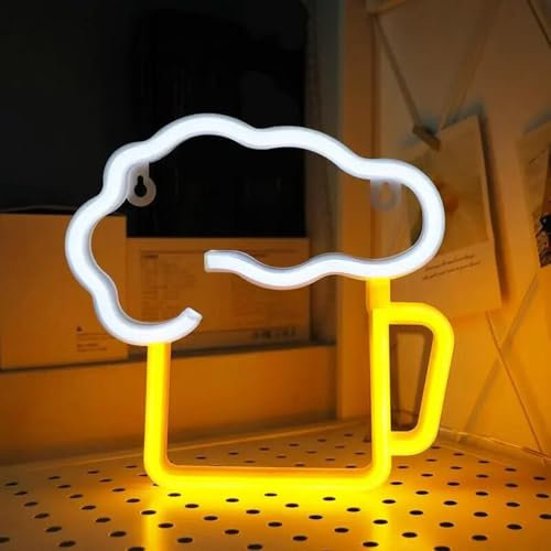 LED Leuchtreklame Bier, LED Neon Light, Neonlicht 3D Wanddeko Batterie Oder USB Neon Schild Dekorative Wandleuchten für Bar Pub Nachtclub Store Restaurant Weihnachten Festival Dekoration Party Sign