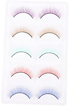 DRESSOOS 5 Pairs Colored False Eyelashes Multi Layered False Eyelashes Magnetic Cosmetics Fake Thick Tool Girl Self Made Artificial Fiber