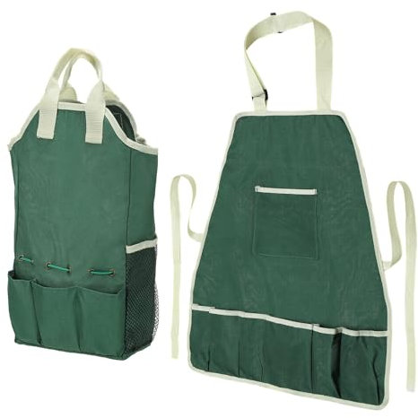 PATIKIL Gartenwerkzeug-Set, Gartenarbeit Mehrzweck-Garten-Schürze aus Oxford-Gewebe & Werkzeugtasche mit Taschen für Männer und Frauen, Grün