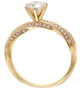 Stfery Ehering Damen Gold 585 Echtgold Ring für Frauen 0.5ct Rund Geschaffener Diamant Ring Damen Verlobungsring