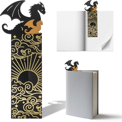 LETTERASHQP Drachen Acryl Lesezeichen Personalisiert Cool Doppelseitiges Lesezeichen Sonne Wolken Buchmarker Dekoration für Buchliebhaber