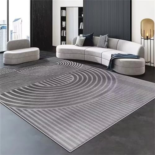 DJHWWD Teppich Abwaschbar Teppich Schlafzimmer Moderner, pflegeleichter Kurzflor-Wohnzimmerteppich mit Streifenmuster 200x300CM grau Living Room Rug Home Teppich