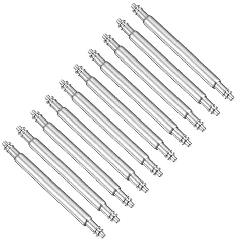 QUARKZMAN 10Stk 1.8 x 19mm Uhren Feder Steg Stifte Edelstahl Uhren Armband Glieder Stifte Feder Stege Reparatur Gerät für Metall Kette Leder Armband Uhr Silber