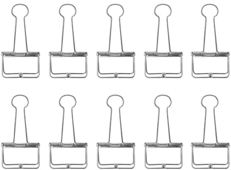 Silber, 19mm/0.75in, 10Stück Skelett Binder Clips, hohle Metall Draht Foldback Binder Clips für Planer, Journal, Notebook, große Papierklammern, Büro, Haus, Schule
