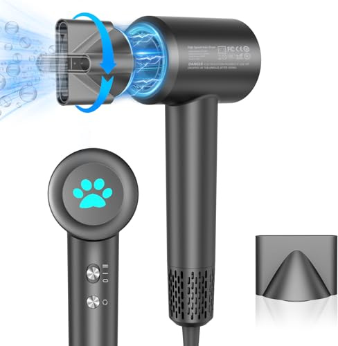 KISSLEAF Sèche-cheveux avec 200 millions d'ions négatifs, 110 000 tours/minute, séchage rapide, diffuseur magnétique 360°, sèche-cheveux de voyage à faible bruit (30 dB) pour femmes et hommes