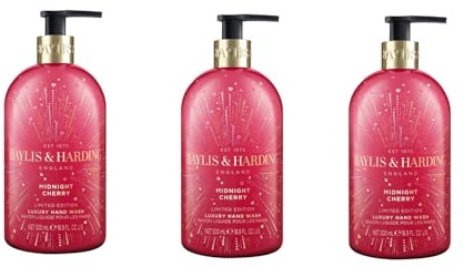 Baylis & Harding, Midnight Cherry Lot de 3 bouteilles de savon pour les mains 500 ml