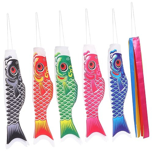 Happyyami 6stücke Teiliges Japanisches Karpfen Windsock Bunte Koi Nobori Windfahnen Für Garten Outdoor Dekoration Wasserfest Uv-beständig Für Frühling Teich Und Party