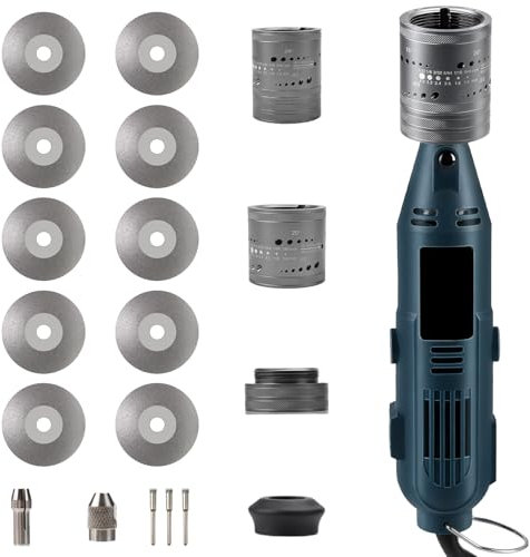 Tungsten Electrode Sharpener Grinder for TIG Welding,6 Sizes 8 Angles Tungsten Electrode Grinder Head,Versatile Multi-Angle,TIG Welding Accessories with Cut-Off Slot,10 Diamond Wheels, 3 CNC Mandrels