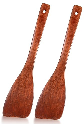 Holzspatel zum Kochen,2 Stück Pfannenwender Holz aus Massivholz Antihaft Reislöffel Antihaft Holzspachtel Premium Pfannenheber für Pfanne/Wok mit Antihaftbeschichtung 33cm/12.99inch