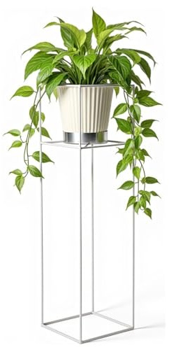 FRAMADO - Pflanzenständer Filo - 24x24x80cm - Farbe Weiß - für Zimmerblumen - Metallregal - Dekorativer Tisch - Blumenständer - für Zimmerecke, Wohnzimmer, Balkon