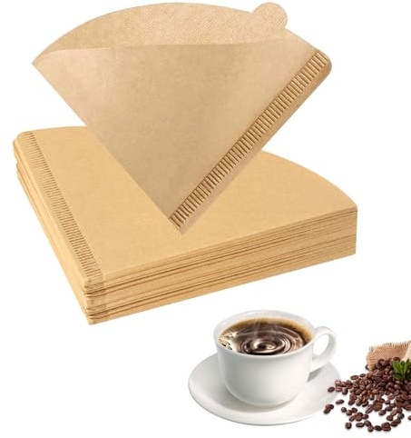 200 Pcs Filtros de Papel Número 2, Filtro de Café de Papel de Filtro de Cafés en Forma de V Tamaño 02, pPapel de Filtros de Café de Cono para Cafetera de Goteo(1-4 Tazas)
