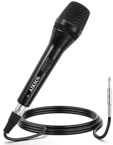 Wired Microphone for Singing,Professional Vocal Dynamic Handheld Karaoke,Cardioid Studio Mic,16.4 ft XLR & 6.35 MM with On and Off Switch, for Speakers/Mixer/Machine/Amp/Speech/Karaoke and Outdoors