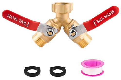 DAJASD Splitter per Tubo da Giardino in Ottone, Splitter per Tubo Flessibile a 2 Vie con Manico Lungo, Splitter per Rubinetto a 2 Vie, Valvola a Y Filettatura da 3/4 per Casa, Cortile, Esterno