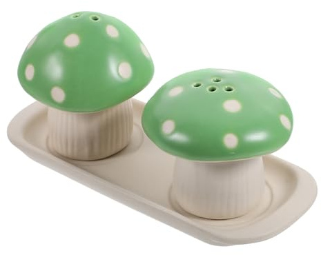 CLISPEED Saliera e Pepiera Fungo in Ceramica Contenitori Spezie da Cucina Decorativi e Portatili Design Elegante per Casa Ristorante e Picnic Facile da Usare e Pulire