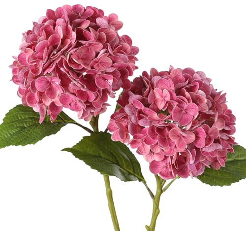 JUSTOYOU Fiori artificiali di ortensia (rosa rosso-2 pezzi)