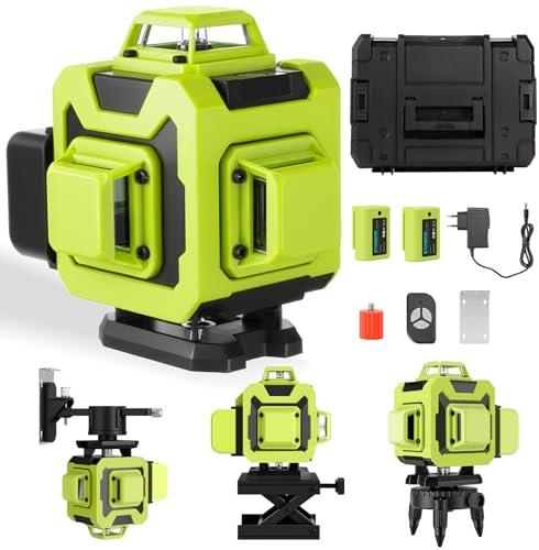 STANEW Livello Laser Verde Autolivellante 16 Linee 4×360° 4D, per Costruzioni e Ristrutturazioni (Kit livella laser)
