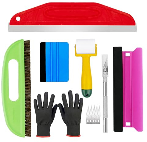 Wallpaper Tool Kit - All-in-One Bundle with 12in Edge Guider, 10.6in Wallpaper Brush, Squeegee, Cutter, Seam Roller & Safety Gloves for Professional Installation | DIY Home Decor Tools