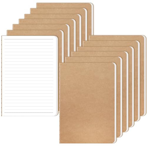 RITOLLO 13-pack A5-anteckningsböcker, omslag i kraftpapper, gelinerade anteckningsböcker, premium skrivblock för skola, kontor och hem för anteckning