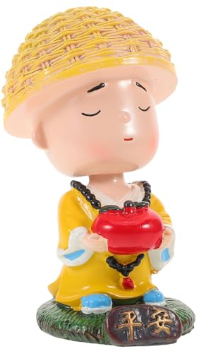 FOMIYES Miniature Buddha Bobblehead Car Dashboard Figurine for Men, Resin Small Monk Statue for Vehicle and Home Decor, Nodding Head Ornament for Peace and Protection