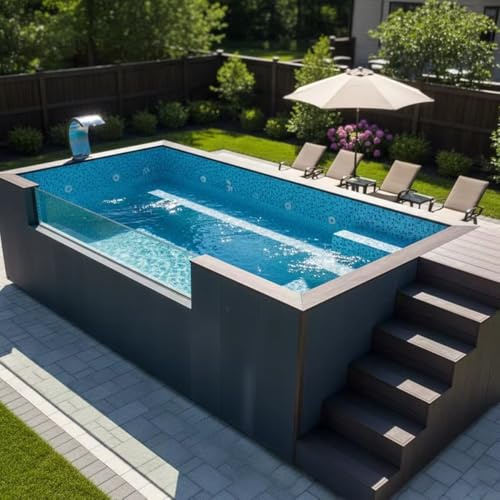 Contenedor de fibra de vidrio para exteriores, piscina de jardín, piscina para uso en casa de familia, espaciosa piscina familiar para ocio de verano