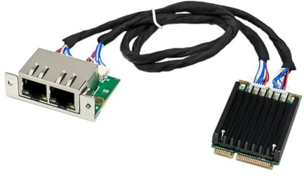 IJSDNVJNDX Tarjeta de Red MiniPCIE A RJ45 I210-T2, Adaptador Ethernet de Nic de Servidor Gigabit RJ45 Dual, Tarjeta de Red Externa con Cable.