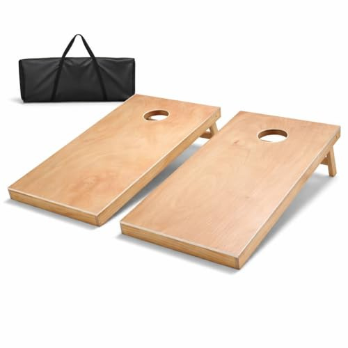 Jeu de Cornhole Portable en Bois avec Sac de Transport pour Jardin et Loisirs en Plein air