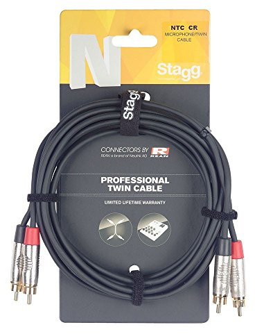 Stagg NTC3CR 3m N Series Twin RCA Phono Cable