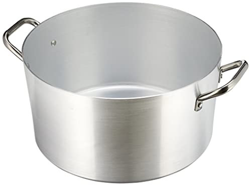 Pentole Agnelli Casserole Haute en Aluminium avec 2 poignées en Acier Inoxydable, argentée 15 l Argent
