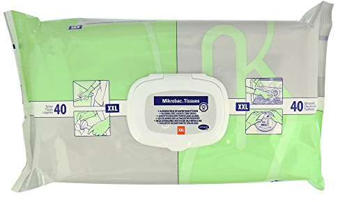 Microbac Tissues - Salviette disinfettanti XXL, 25 x 38 cm, 40 pezzi