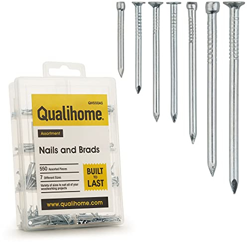Qualihome Hardware Nail Assortment Kit, Includes Finish, Wire, Common, Brad and Picture Hanging Nails