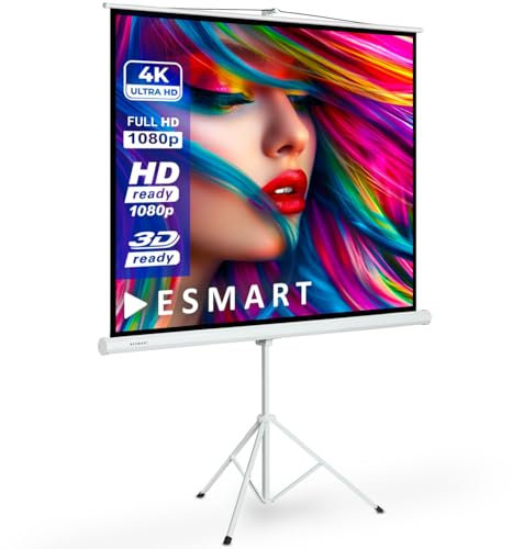 ESMART Economy EXS Stativ-Leinwand [Größenauswahl] 140 x 140 cm (78) | Format 1:1 | Heimkino Beamer Projektionsleinwand Stativ Leinwand LCD LED