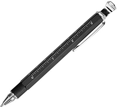 MASUNN 8 in 1 Metal Multitool Pen Handy Screwdriver Ruler Capacitance Opener -Black