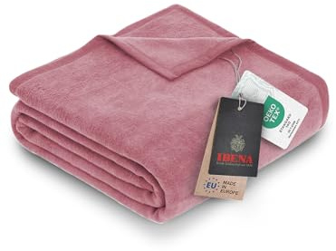IBENA Kuscheldecke xl / Tagesdecke / Wolldecke / Wohndecke rose 180x220 cm, besonders flauschig weich und angenehm warm, Baumwollmischung in vielen verschiedenen Farben und Größen erhältlich
