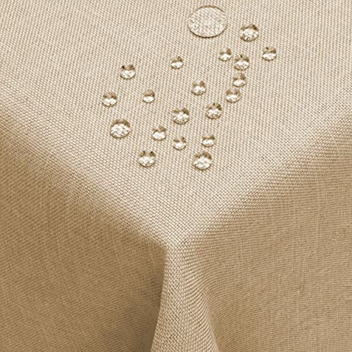 DecoHomeTextil Leinen Optik Tischdecke Eckig 110 x 180 cm Beige Sand