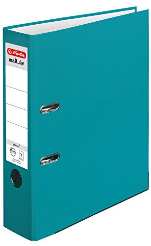herlitz Ordner A4 maX.file protect, A4, 8 cm Rückenbreite, Caribbean Turquoise Türkis, Einsteckrückenschild, Kantenschutz, 1 Stück