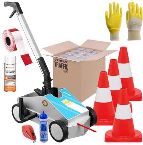 TMS PRO SHOP Markierung-Komplett-Set Typ L, gelb, für den Einsatz im Innen- und Außenbereich, Art.-Nr. 70497 | Bodenmarkierungsgerät | Markierungsgerät | Markierungswagen