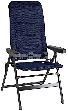Brunner Rebel PRO (S-M-L) Hopfällbar campingstol, trädgård, terrass i aluminium, justerbar i 5 lägen, upp till 150 kg, högt ryggstöd, svart eller blå